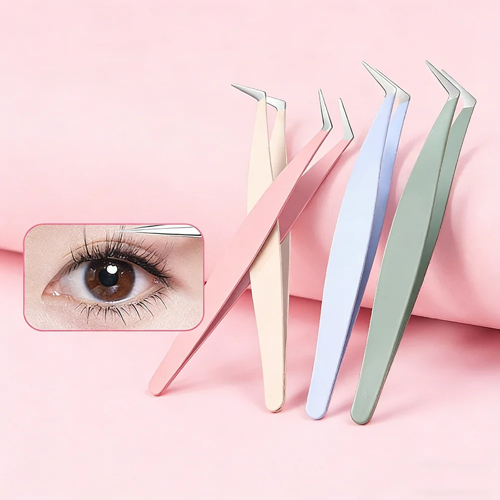 가짜 속눈썹 클립 스테인리스 스틸 핀셋 메이크업 아티스트용 핀셋 고품질 접착 속눈썹 컬러 가정용