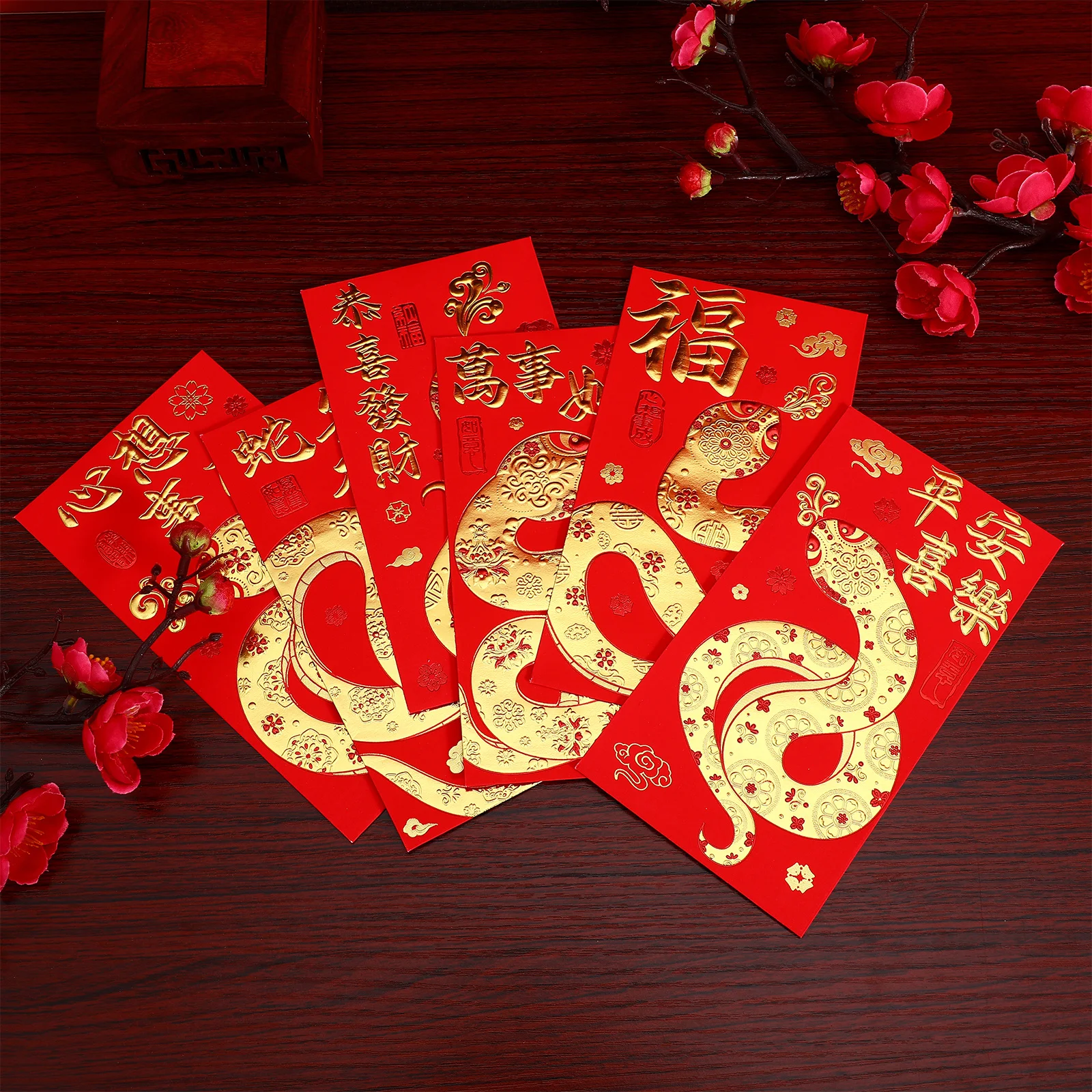 18 pcs Snake Red Envelopes 2025 Chinese New Year Lucky Money Packets Thick Paper Cash Gift Festival Wedding Birthday Red