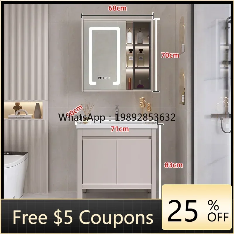 

Oak Bathroom Cabinet Combination Solid Wood Wash Basin Cabinet Washstand Ceramic Whole Washbin