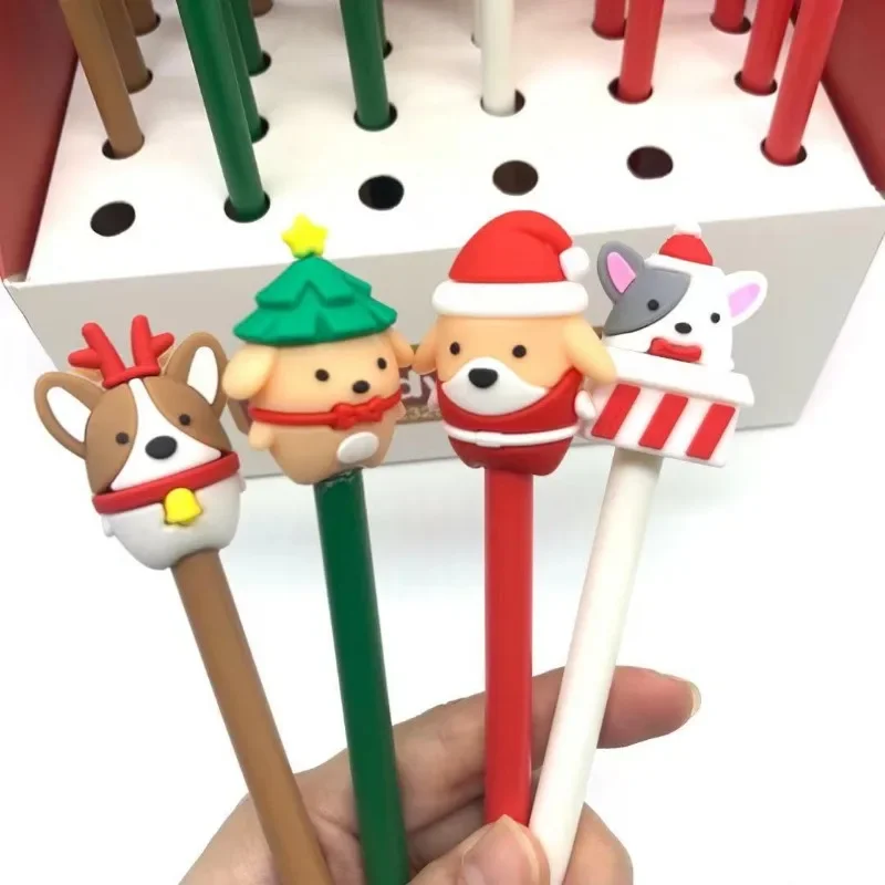 24Pcs Christmas creative novelty stationery cute pet animal Christmas party gender-neutral pen cute Shiba Inu student stationery