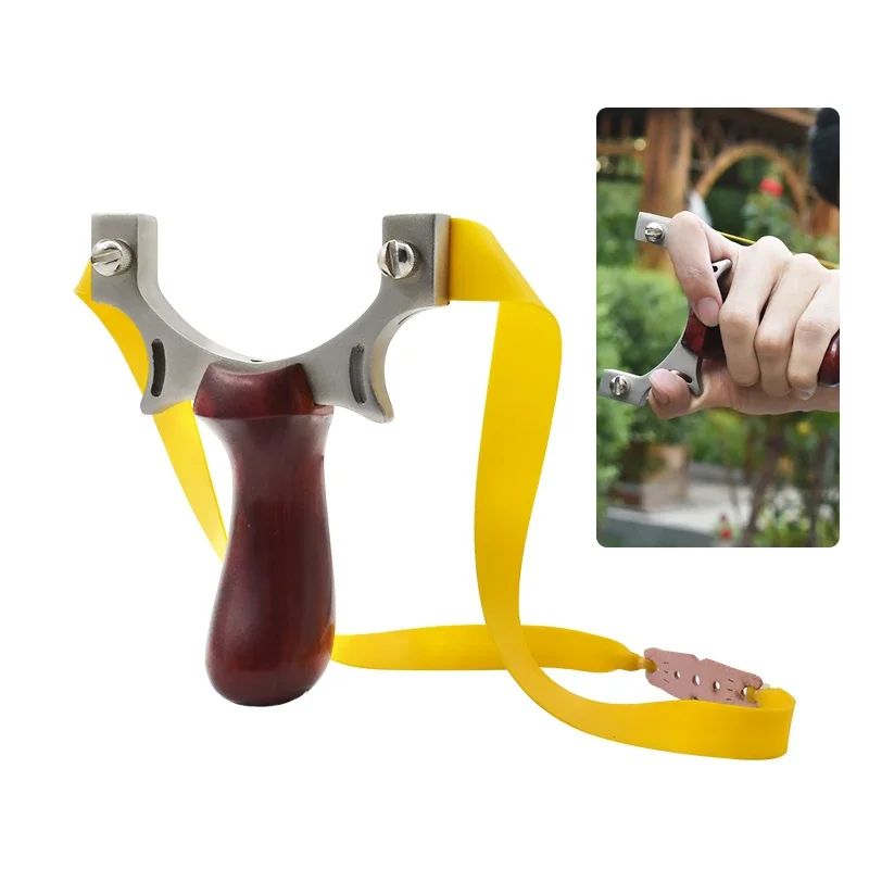 

Stainless Steel Bow Head Solid Wood Handle Slingshot Portable Outdoor Hunting Shooting Tool High Quality Slingshot