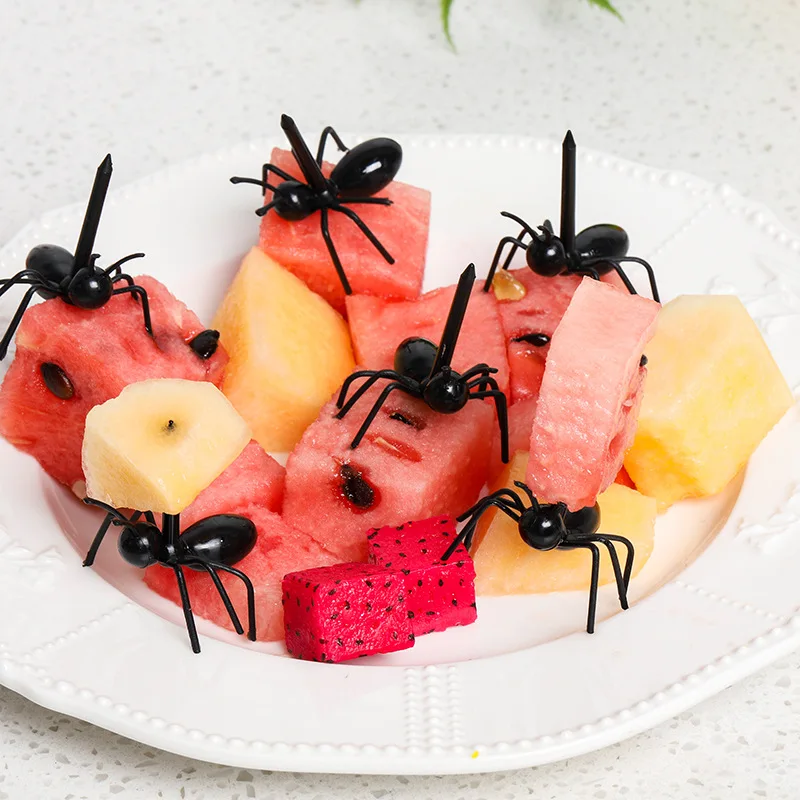 Cute and industrious ant moving fruit fork 6-12 practical set, ant toothpick bento stick, party cake, snack fork