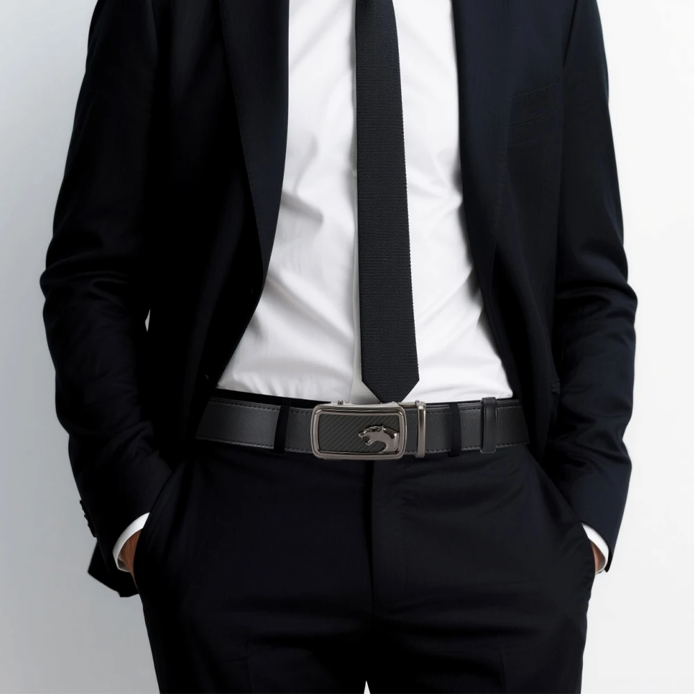 حزام رجالي من الجلد الطبيعي للرجال، أحزمة أوتوماتيكية، حزام خصر قابل للتعديل، أحزمة عمل