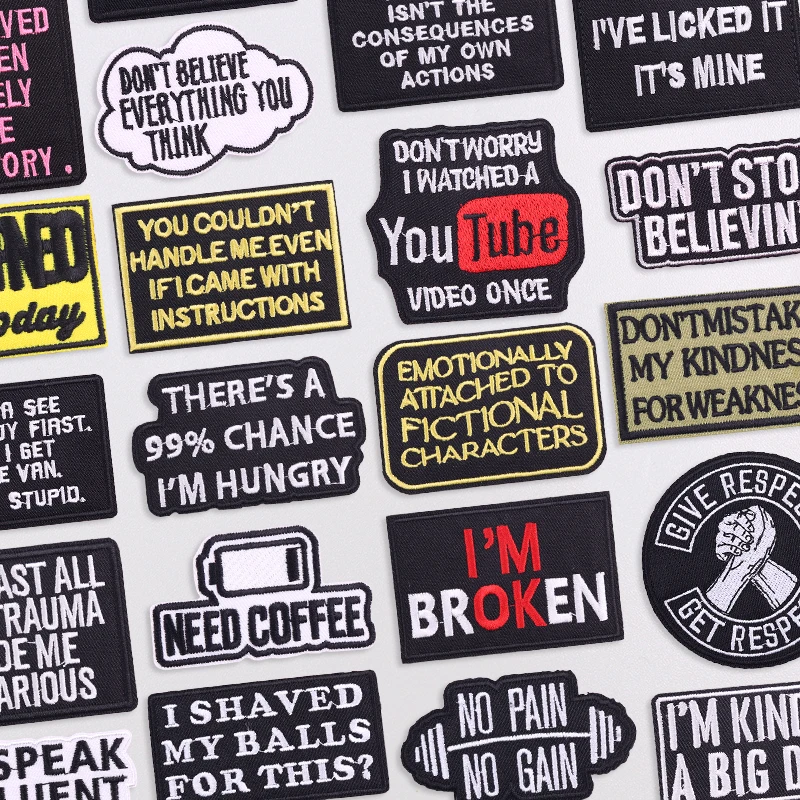 Buchstaben/Satz bestickte Patches auf Kleidung Text Applikation Eisen auf Patches für Kleidung Aufkleber DIY Nähen Patch schmelzbare Abzeichen