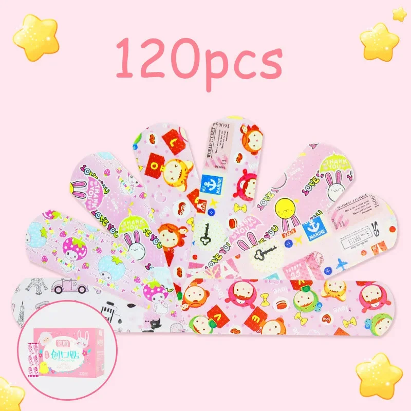 120pcs Cute Cartoon Medical Patch Waterproof Wound Adhesive Bandages Dustproof Breathable First Band Aid Adhesive for Kids