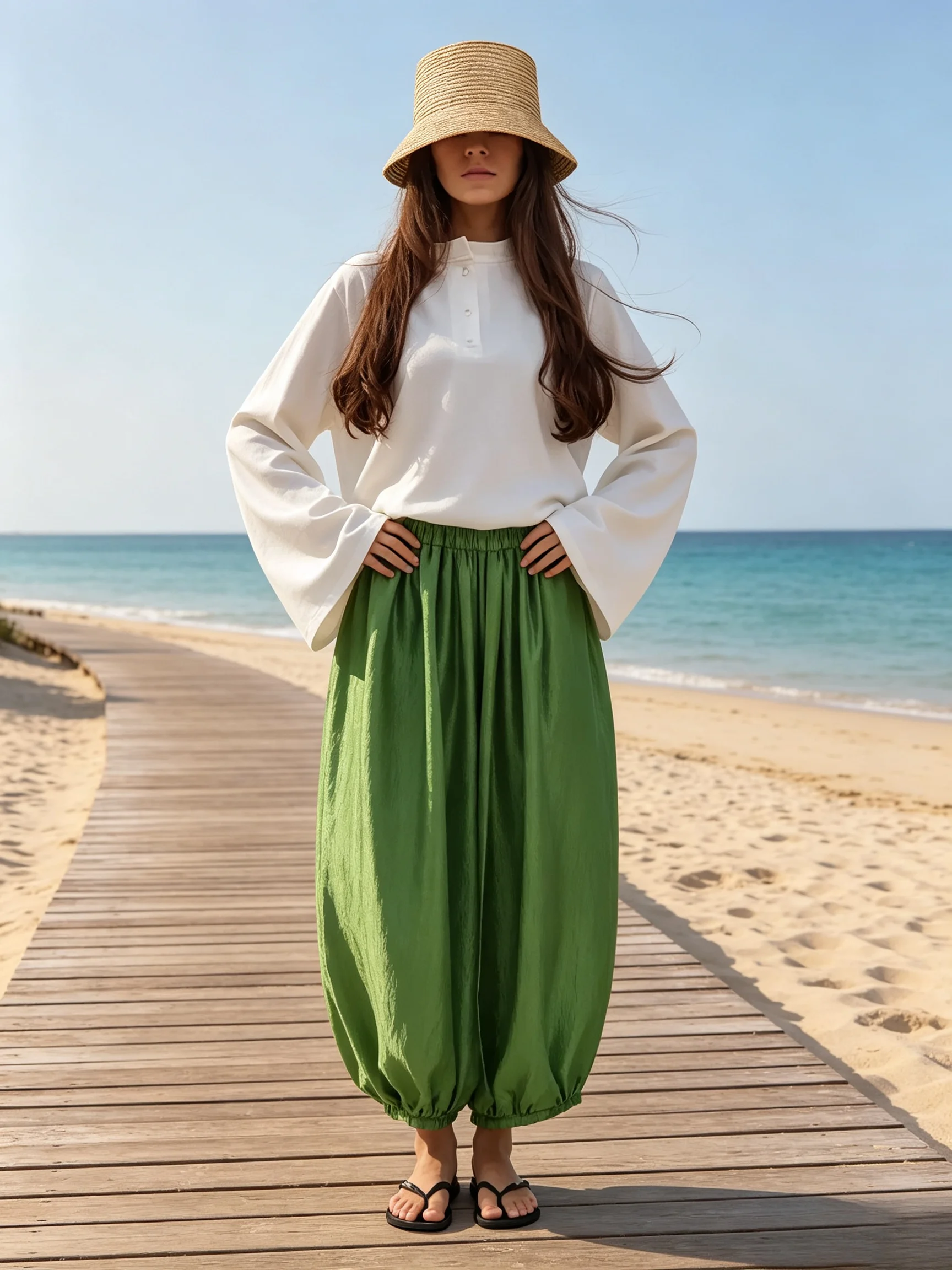 Wolfeel Fashionable Lantern Pants 2026 New Series Lightweight and Elegant Design Pants Suitable for Casual Beach Wearing