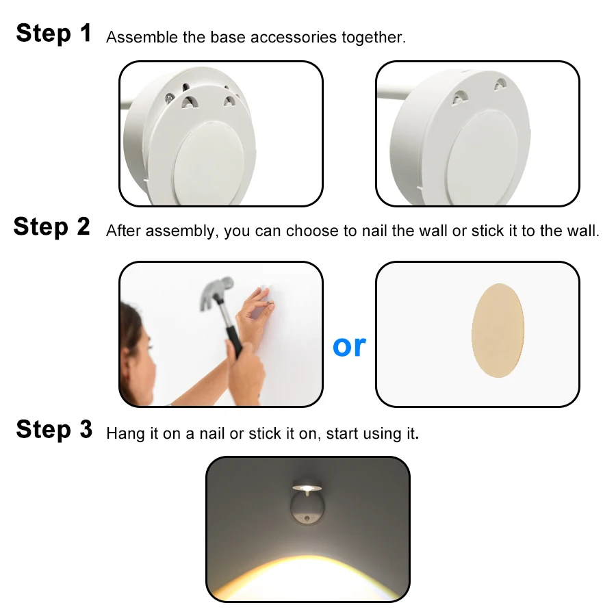 LED Motion Sensor Light Night Light Usb Rechargeable Wall Lamp for Lighting Paintings Pictures Mural Living Room Bedroom Kitchen