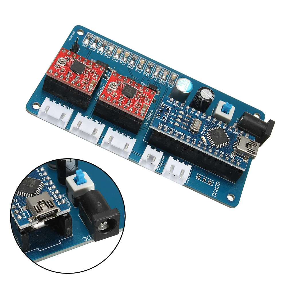 1pcs Stepper Motor Control Board Driver 2-Axis For DIY La Ser Engraver For Benbox GRBL 12V 2A USB Interface Stepper Motor Driver