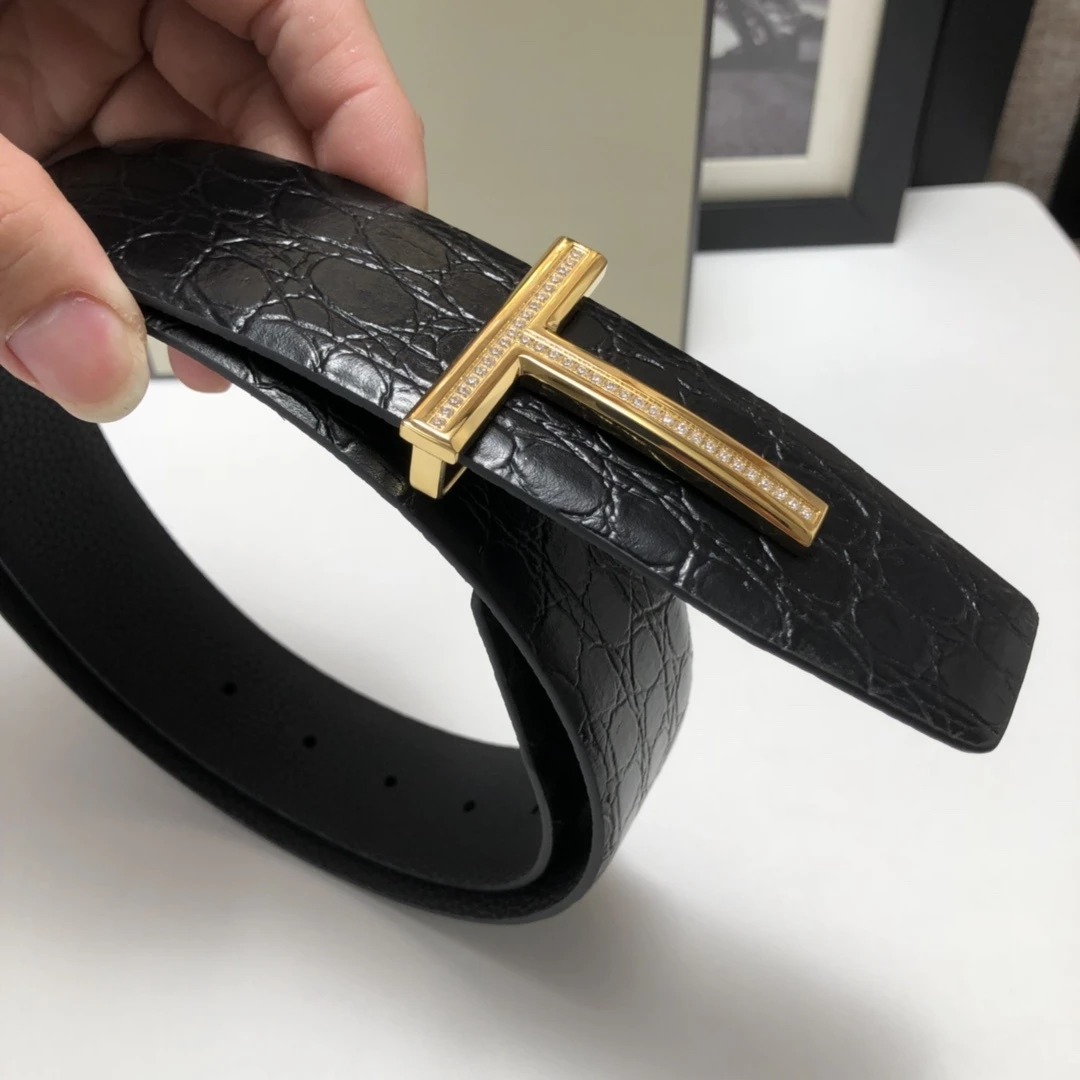 High Quality Luxury Goods Designer Men cowhide T-shaped Reversible Buckle Belt With Double-sided Use T Buckle Gift Box T10