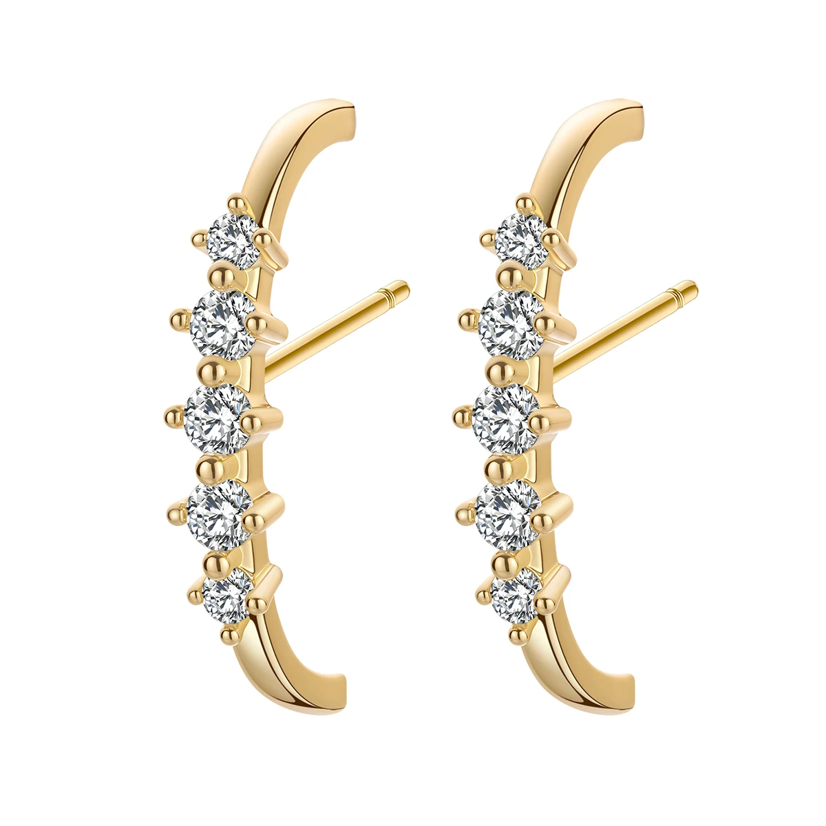 Fashion Simple Shiny Zircon Suspender Earrings for Women• Ear Stud Earrings • Crescent Earrings • Perfect Birthday Present