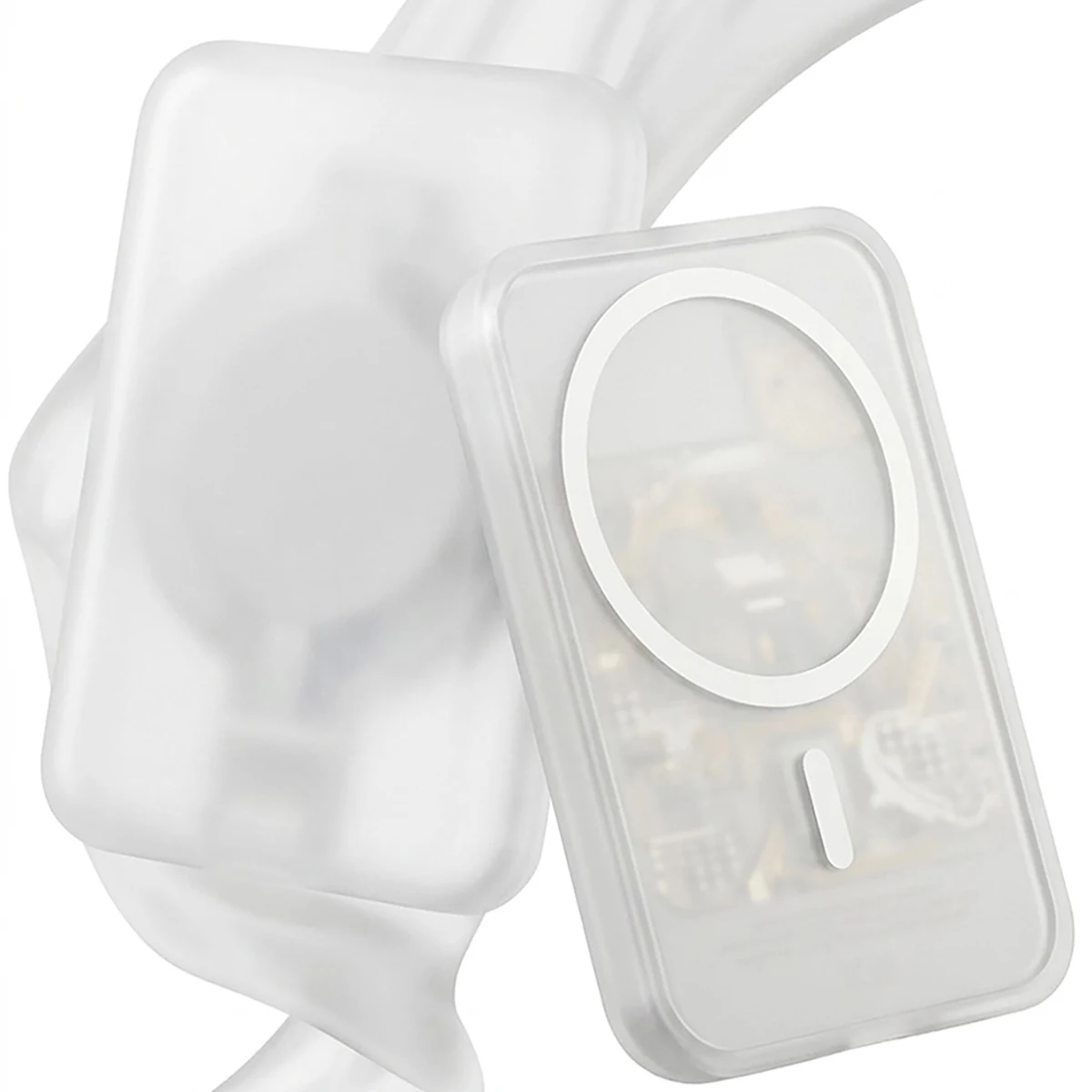 1개 투명 흰색 TPU 충전 케이스 보호대, 애플 정품 MagSafe 무선 보조 배터리와 호환 가능 썸네일 3