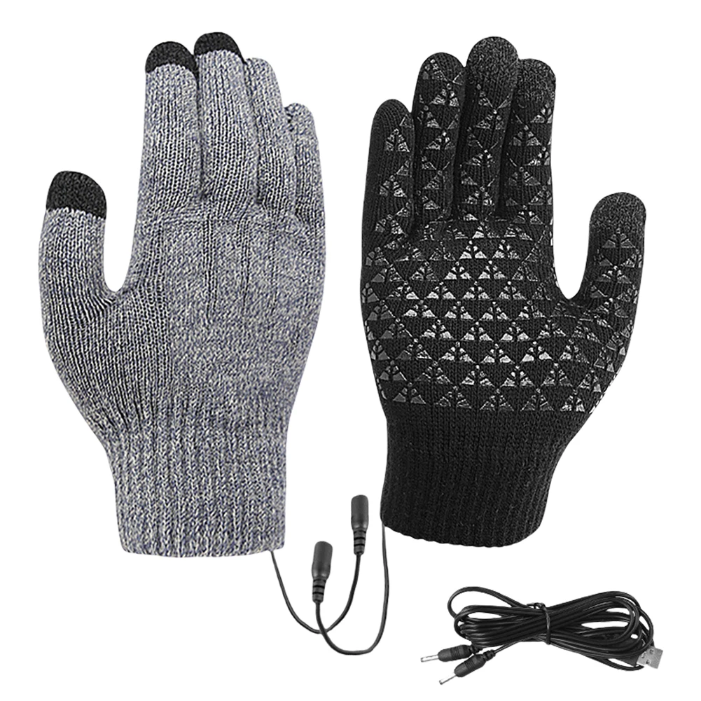 USB-Heizhandschuhe, Touchscreen, Winter-Snowboard-Handschuhe, gestrickte Handschuhe, Handwärmer für Rucksackreisen, Bergsteigen, Reiten, Camping