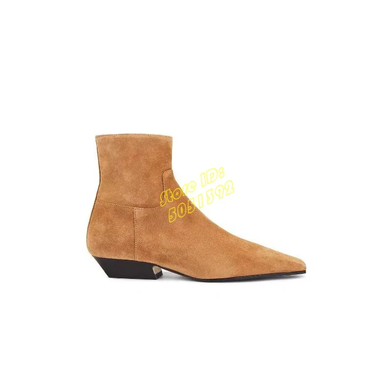 كعب منخفض سستة الكاحل الجوارب الصغيرة ساحة تو الجلد المدبوغ البني اليدوية المدرج 2026 الشتاء الخريف النساء فستان أحذية الصلبة اليدوية #1