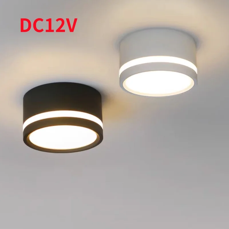 Led Downlight DC12V 5W 7W 9W 15W 18W Ceiling Lamp Side Guide Light Spotlight Fixtures Lighting Safety Voltage Surface Mounted