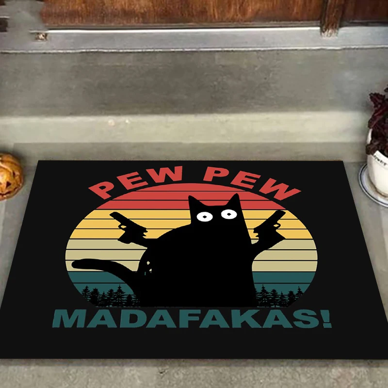 M-Madafakas Carpet Pattern Mat Non-slip Easy To Clean Cat Rug Doormat Washroom Entrance Decor Kitchen Living Room Carpet