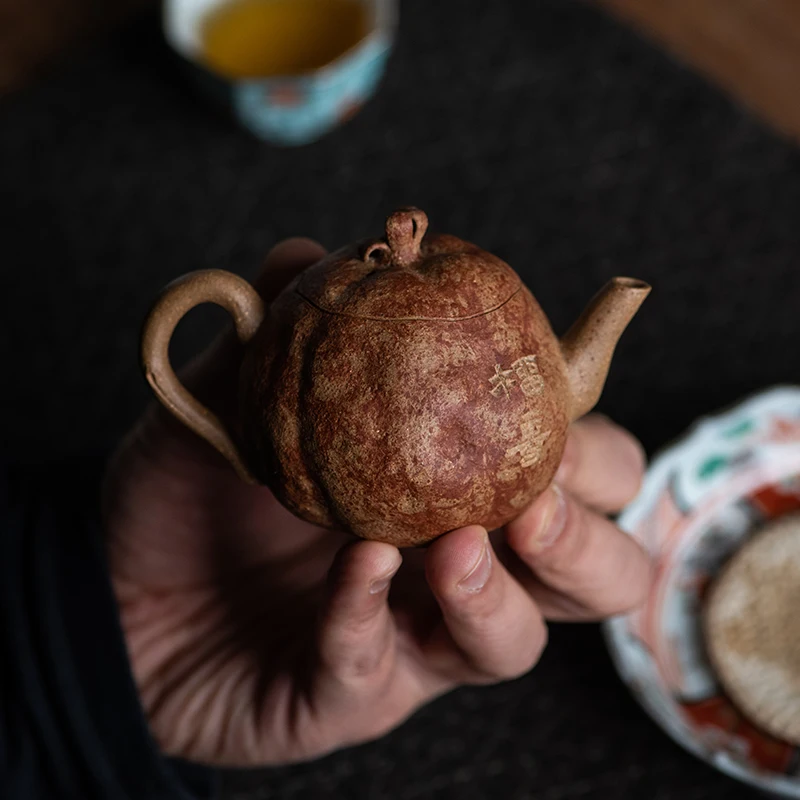 

Handmade Yixing Purple Clay Teapot Tea Set Bionic Pot Raw Ore Beige Clay Pomegranate Pot Pot Small Capacity