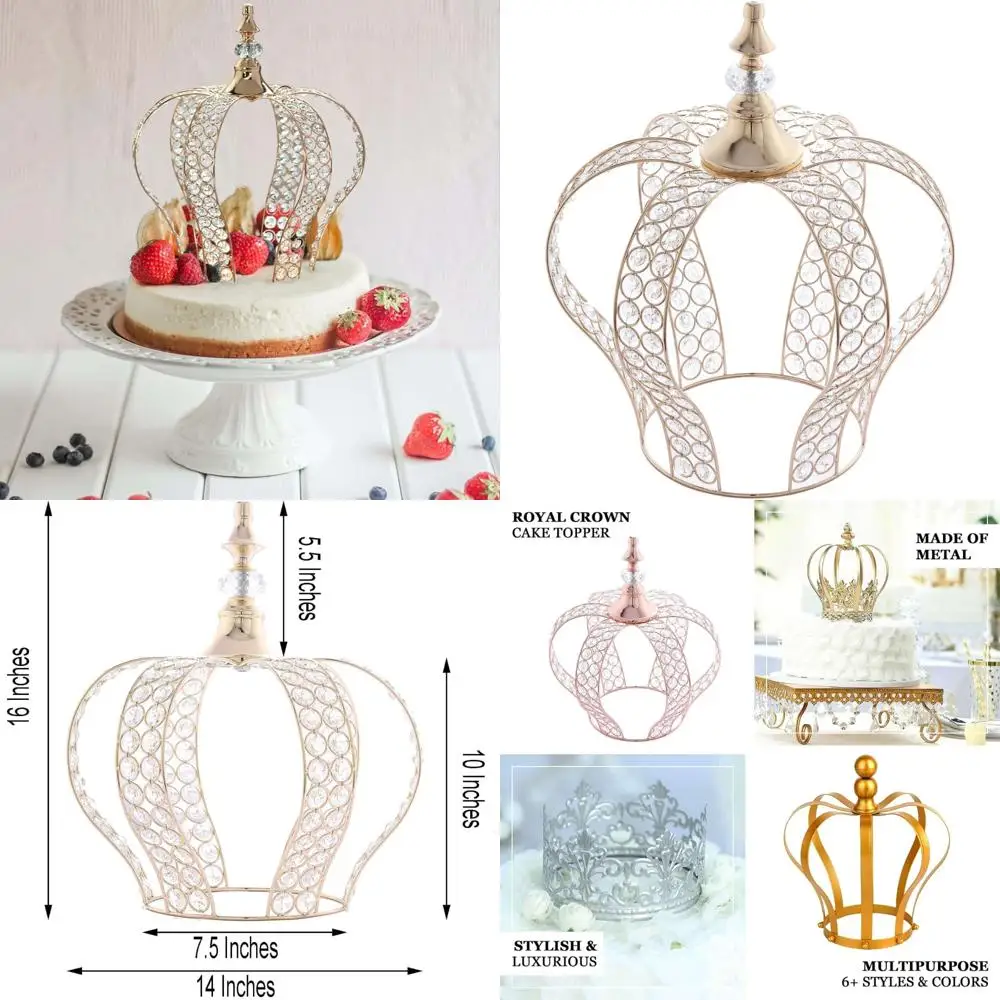 

Металлический топпер для торта с короной принцессы на дни рождения, свадьбу и специальные мероприятия (золотой, размер 14)