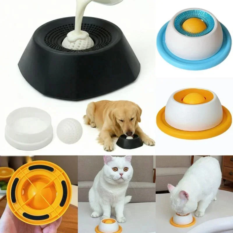 Dog Cat Pet Lick Mat Feeder Slow Food Bowl Anti Spill Treat Dispenser Interactive Licking Toy Dental Cleaning Pet Bowl Gift New