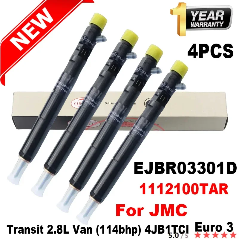 

4PCS Euro 3 Common Rail Injector EJBR03301D Nozzle 3301D For JMC Transit 2.8L Van (114bhp) 4JB1TCI 1112100TAR