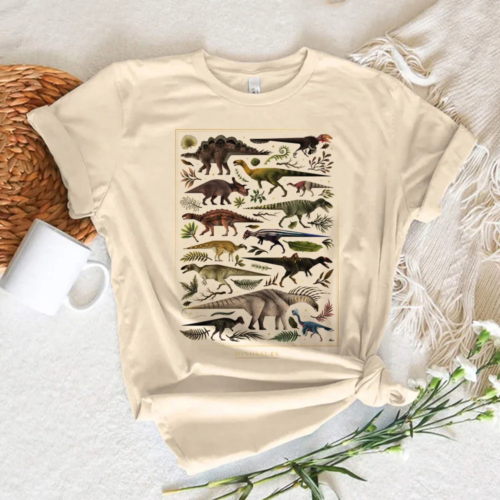 Dinosaur t-shirts women comic Y2K summer top girl y2k Japanese clothing