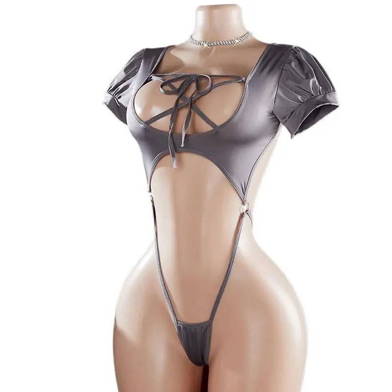 Body Sexy de una pieza con sujetador abierto y huecos para muñeca bebé, ropa sexual Sexy para mujer, disfraces eróticos con ombligo descubierto sin entrepierna