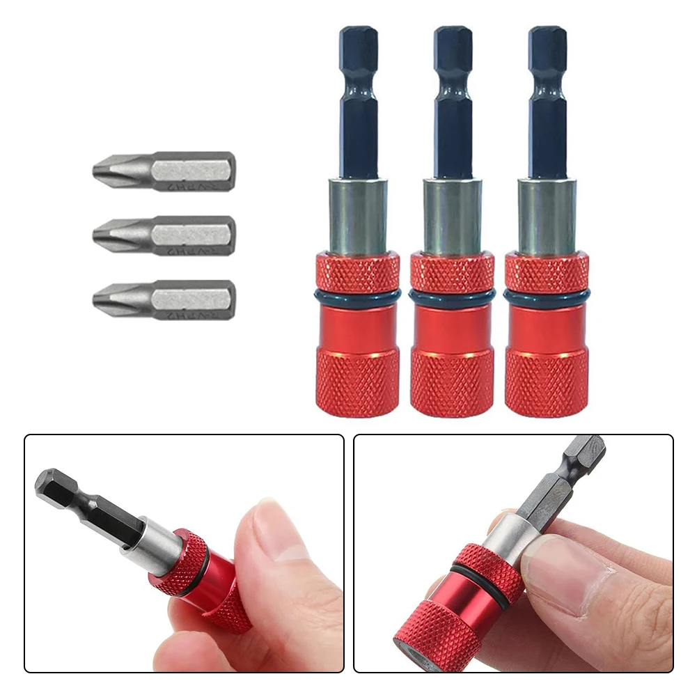 3pcs Magnetic Bit Holder Set Hex Shank Screwdriver Holder Drywall Bit Drywall Screwdriver Head Connecting Rod