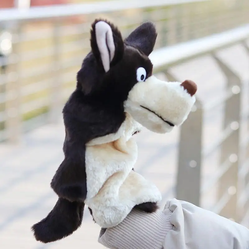 สัตว์ 95AEE ใหญ่สำหรับหุ่นมือหมาป่าสีเทาสำหรับจินตนาการสำหรับการเล่นมือหุ่นมือบวก