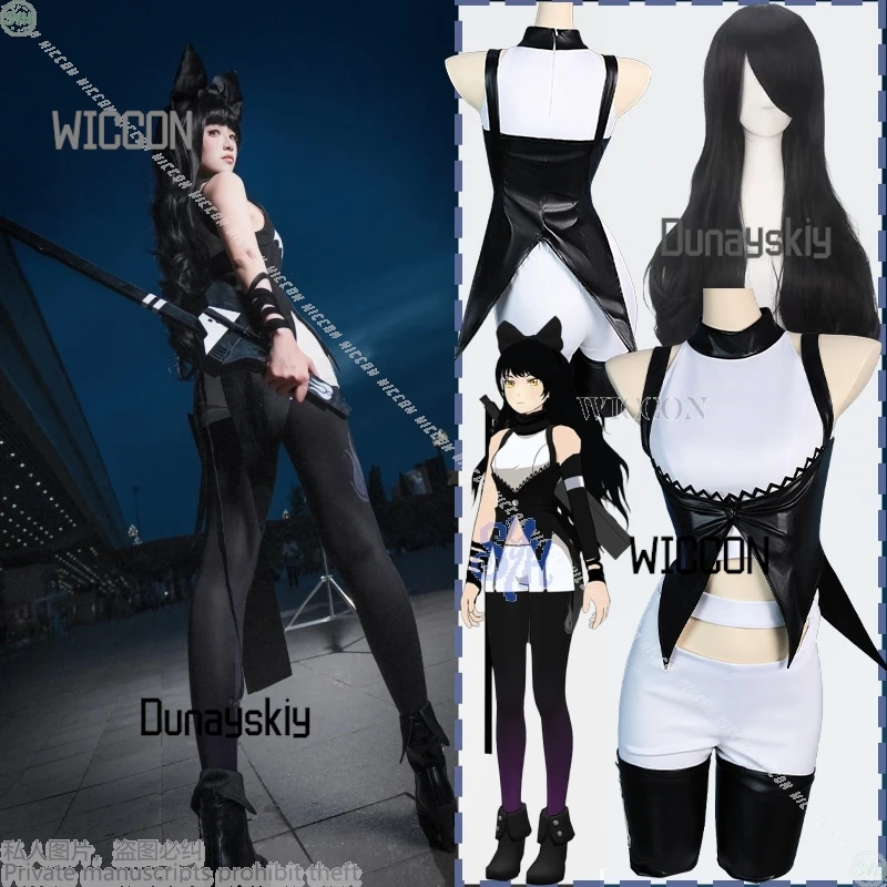 Shop1104340175 Store Blake Belladonna play RWBY tume أنماط القوطي السوداء المثير بدون أكمام Y2K موضة لوليتا الهالوين