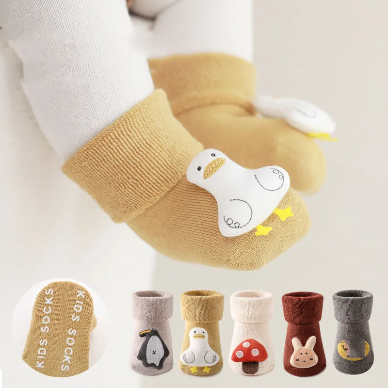 2026New Cute Cartoon Animal Baby Socks for Boy Girl Winter Spring Cotton Bear Duck Anti Slip Soled Newborn Toddler Socks