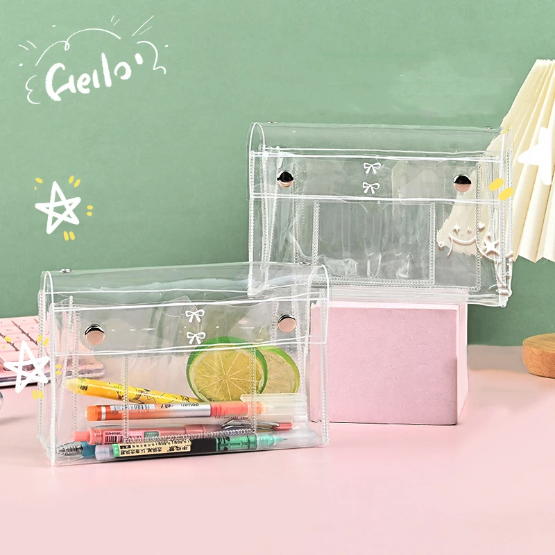 حقيبة مكياج شفافة من مادة PVC مكونة من 4 طبقات - منظم أدوات الزينة للسفر ومقلمة متعددة الأغراض للطلاب #2