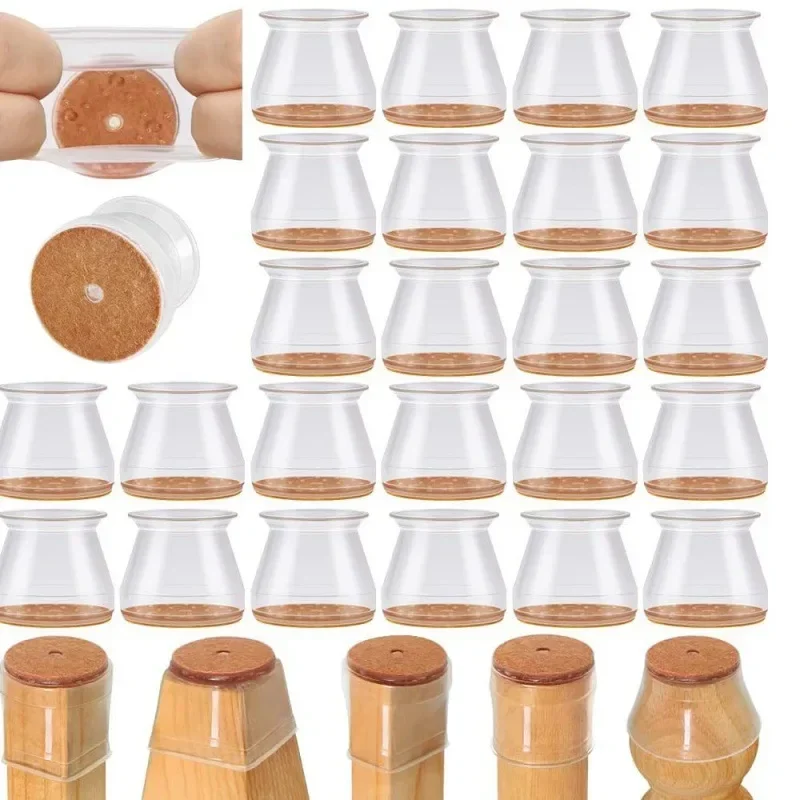 24/4pcs Chair Leg Caps Silicone Feet Protector Pads Furniture Table Covers Socks Plugs Cover Furniture Leveling Feet Home Decor