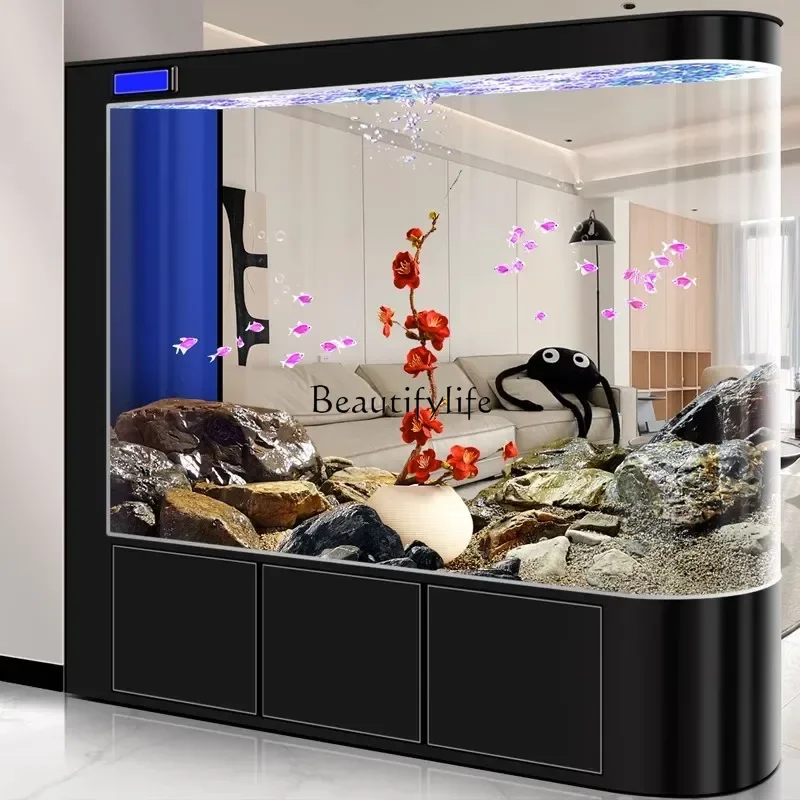 

Fish tank medium and large aquarium partition wall screen self-circulation filter goldfish tank ecological lazy water free53