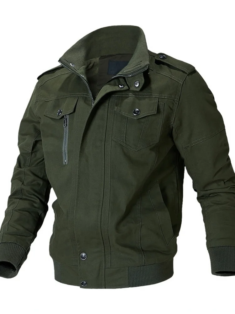 

Large Size Men's Jaet 2025 Spring Autumn Korean Japanese Sle Waed Workwear Coat oulder Patches Trendy Long Sve Zipper