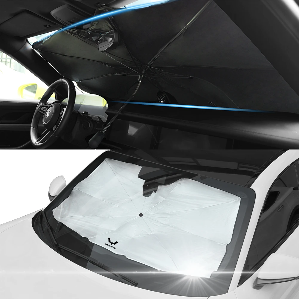 Pára-brisas do carro Sun Shade Umbrella, Sombrinha Dobrável, Tampa da Janela Frontal, Auto Interior, Acessórios Anti-UV para Wuling Hongguang