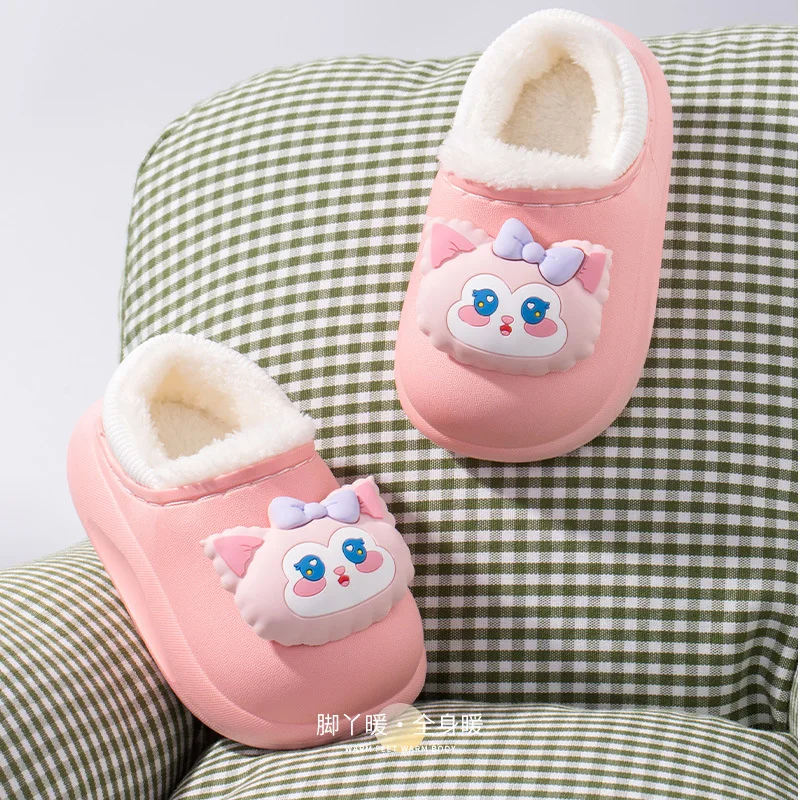 Winter Kid Baby Boy Girl Slippers Newborn Cartoon Bear Non-slip Home Indoors Shoes Thick Warm Children Plus Fleece Shoes Slipper