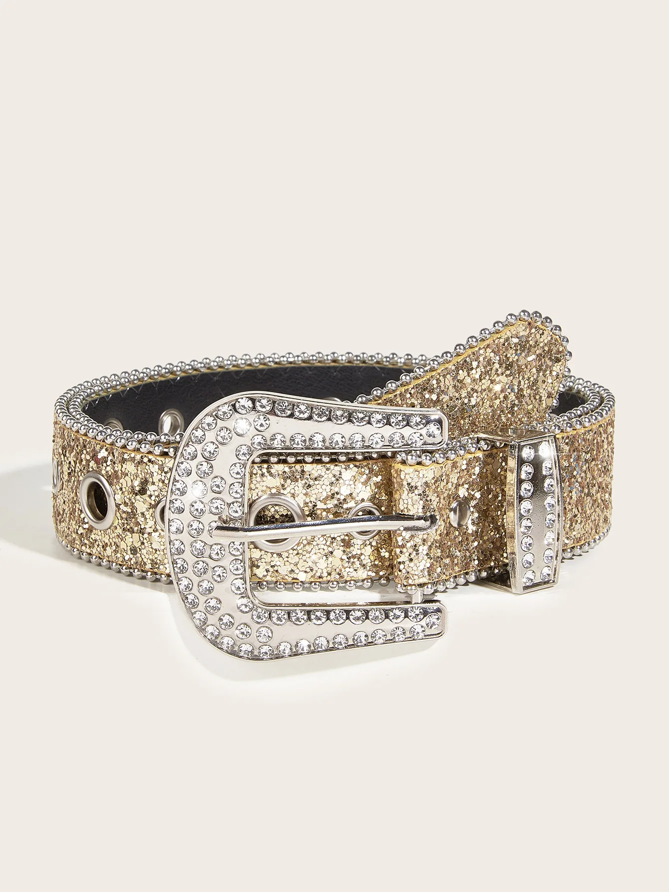 Stilvoller Strass-Gürtel im Western-Cowgirl-Stil, Y2K-Gürtel, glitzernder PU-Ledergürtel, BB-Gürtel, Jeans- und Kleider-Accessoires für Damen – Detail 10