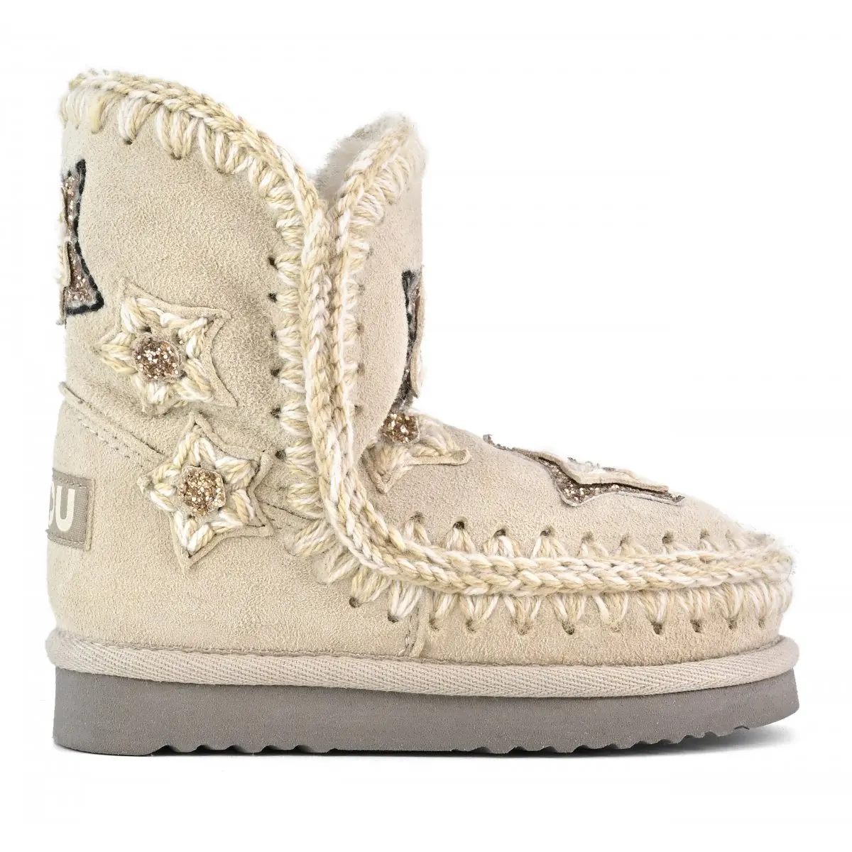 

Mou kids' Outdoor winter snow boots eskimo Kid Crochet Stars original sheepskin flats girls warm comfortable ankle boot