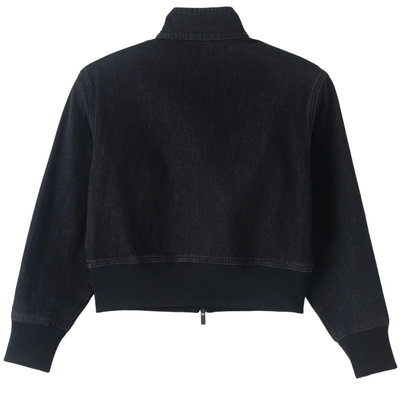 Adidas Women's Sportswear Casual Knitted Jacket Short Stand-Up Collar Denim Jacket Ib6917
