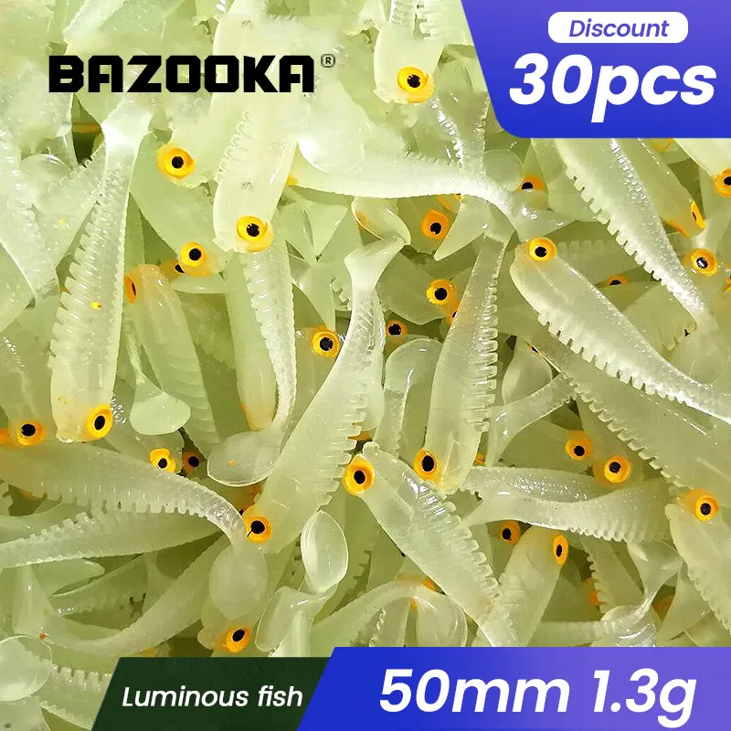 

Bazooka 30pcs Soft Fishing Lure Easy Shiner Wobbler Tail Jig Head Silicone Swimbait Rubber Bait Worms Carp Bass Pike Sea Tackle