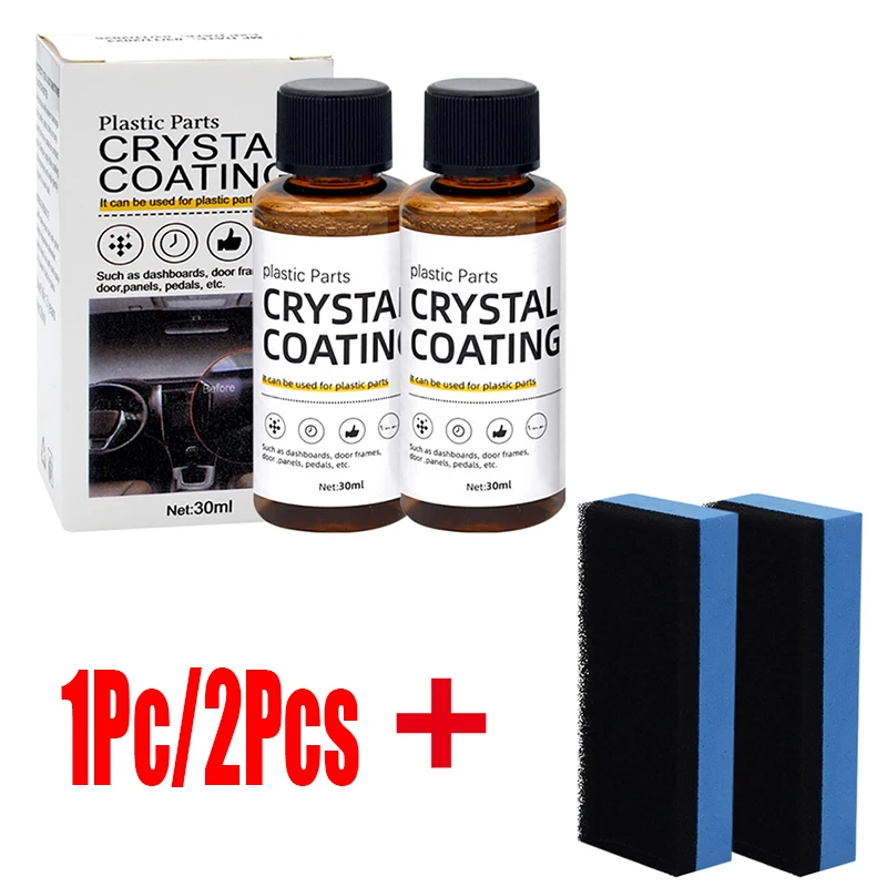 Crystal Coating Car 30/60ml Plastic Restorer Easy To Use Plastic Part Refurbishment Refurbish Agent With Sponge Long Lasting