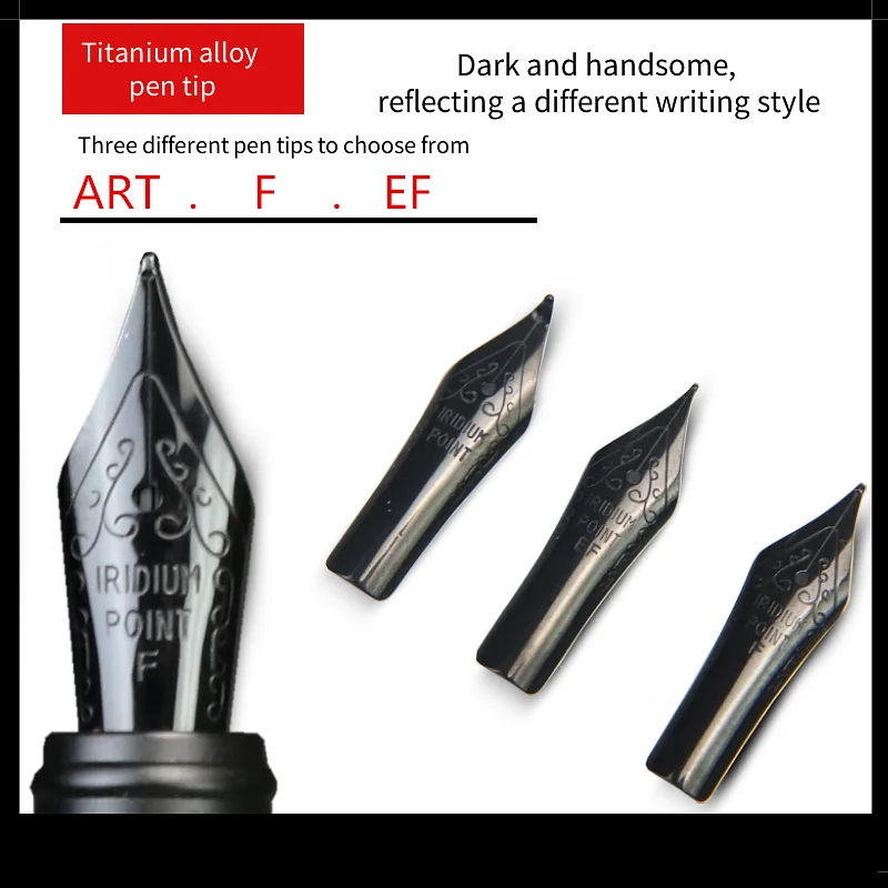 fountain pen pen Tip  Black titanium alloy pen tip Curved Art  F 0.5mm EF 0.38MM