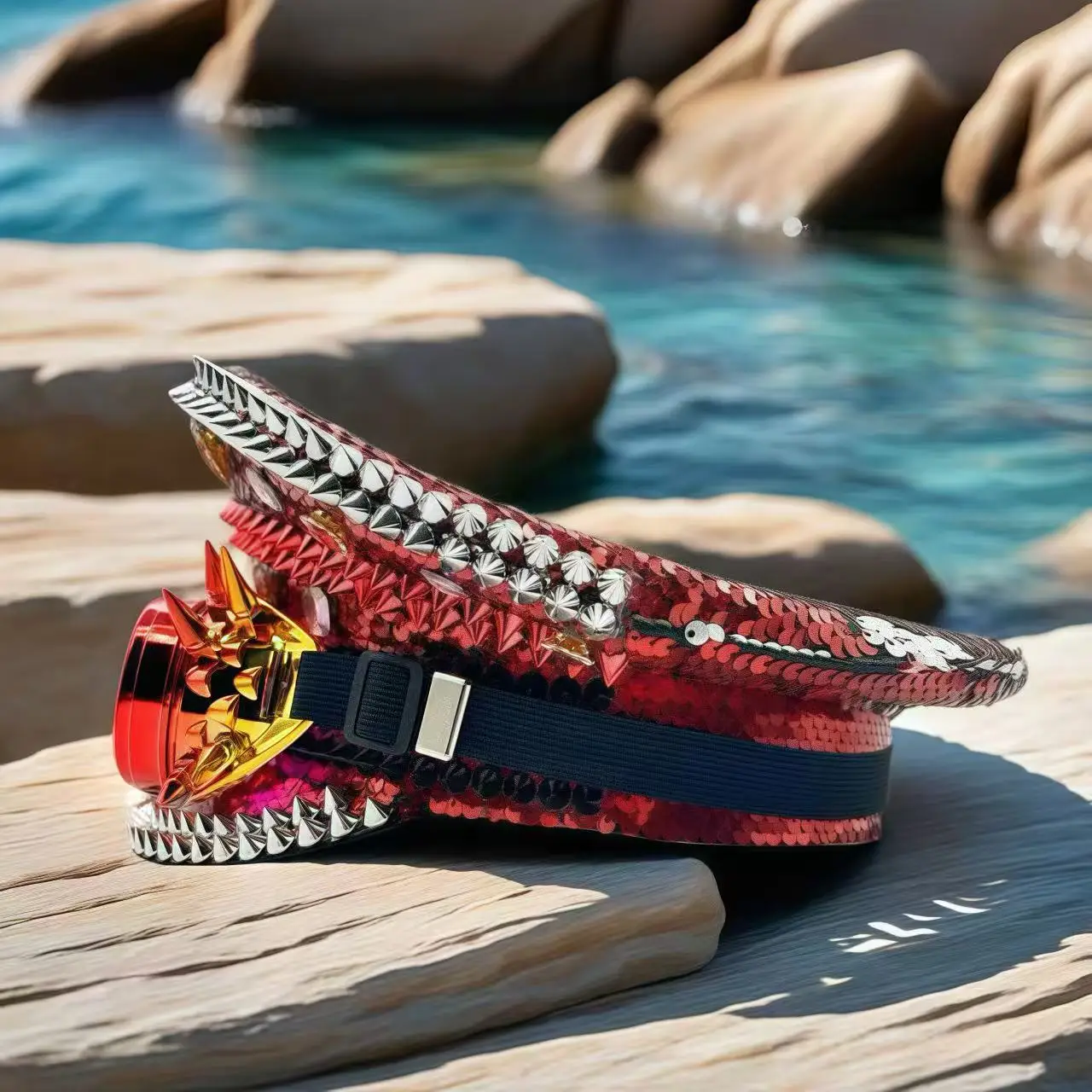 قبعة Steampunk Captain حجر الراين مع نظارات لحرق الرجل مهرجان المرأة، الملحقات العسكرية وقبعة للرجل #5