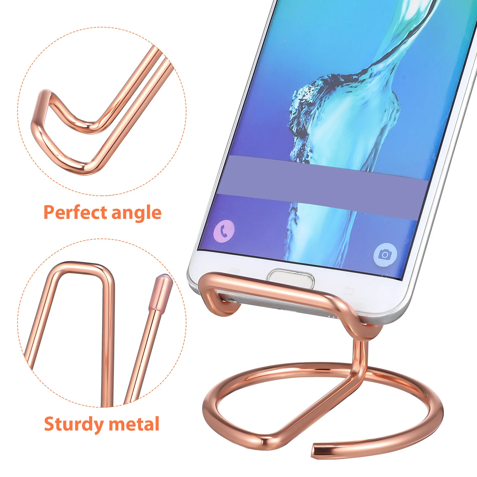 

2Pcs Metal Mobile Phone Holder Desktop Phone Stand Rounded Corner Design Sturdy Anti-Fade Cellphone Holder for Office Home