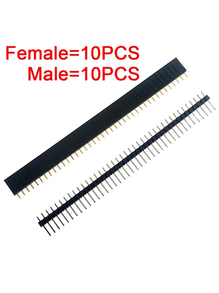 20 pièces 10 paires 40 broches 1x40 simple rangée mâle et femelle 2.54 broche cassable en-tête PCB JST connecteur bande pour Arduino Kit de bricolage
