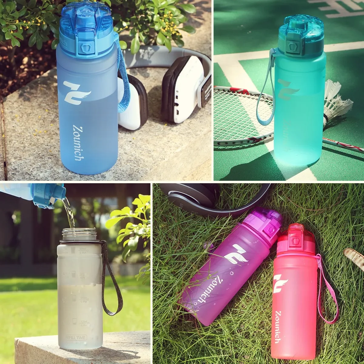 ZOUNICH High Quality Water Bottles Outdoor Sport Portable Leakproof Shakers Tritan Drinkware BPA Free