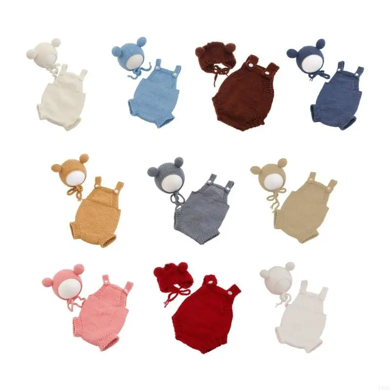 U6XE Infant Costume Suspender Pants & Hat Photo Clothing Newborn Shower Gift