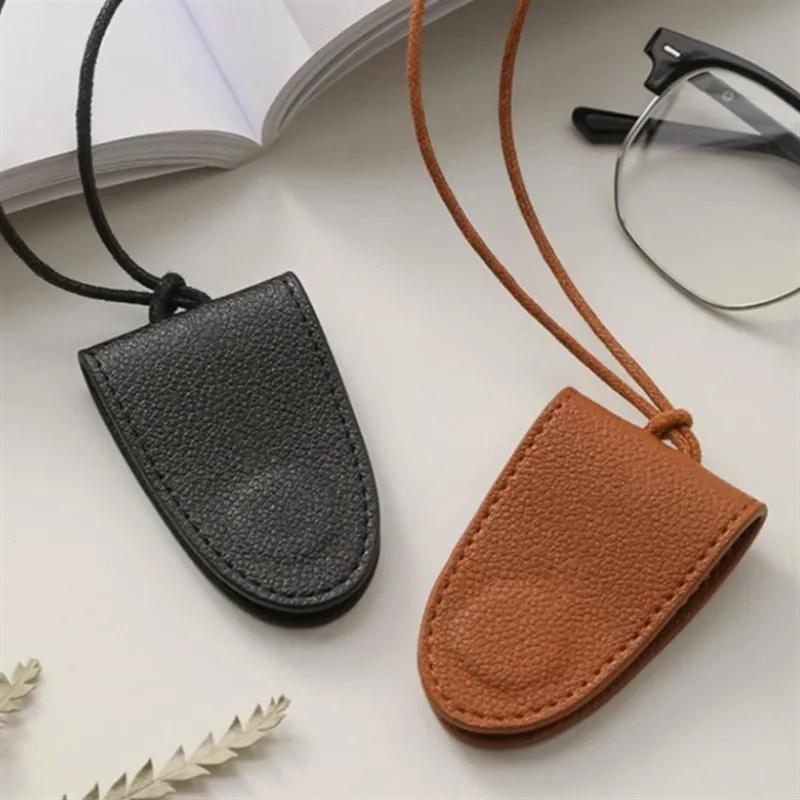 Magnetic Glasses Cover Hat Clip Hanging PU Leather Sunglasses Case Multi-Function Glasses Clip Portable Travel Eyewear Holder