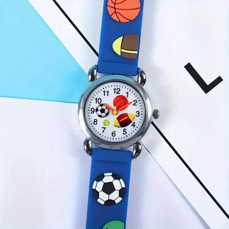 Reloj de fútbol 3D con dibujos animados a la moda, relojes para niños, relojes para niños, reloj de pulsera deportivo de silicona, reloj de cuarzo, regalos para chico