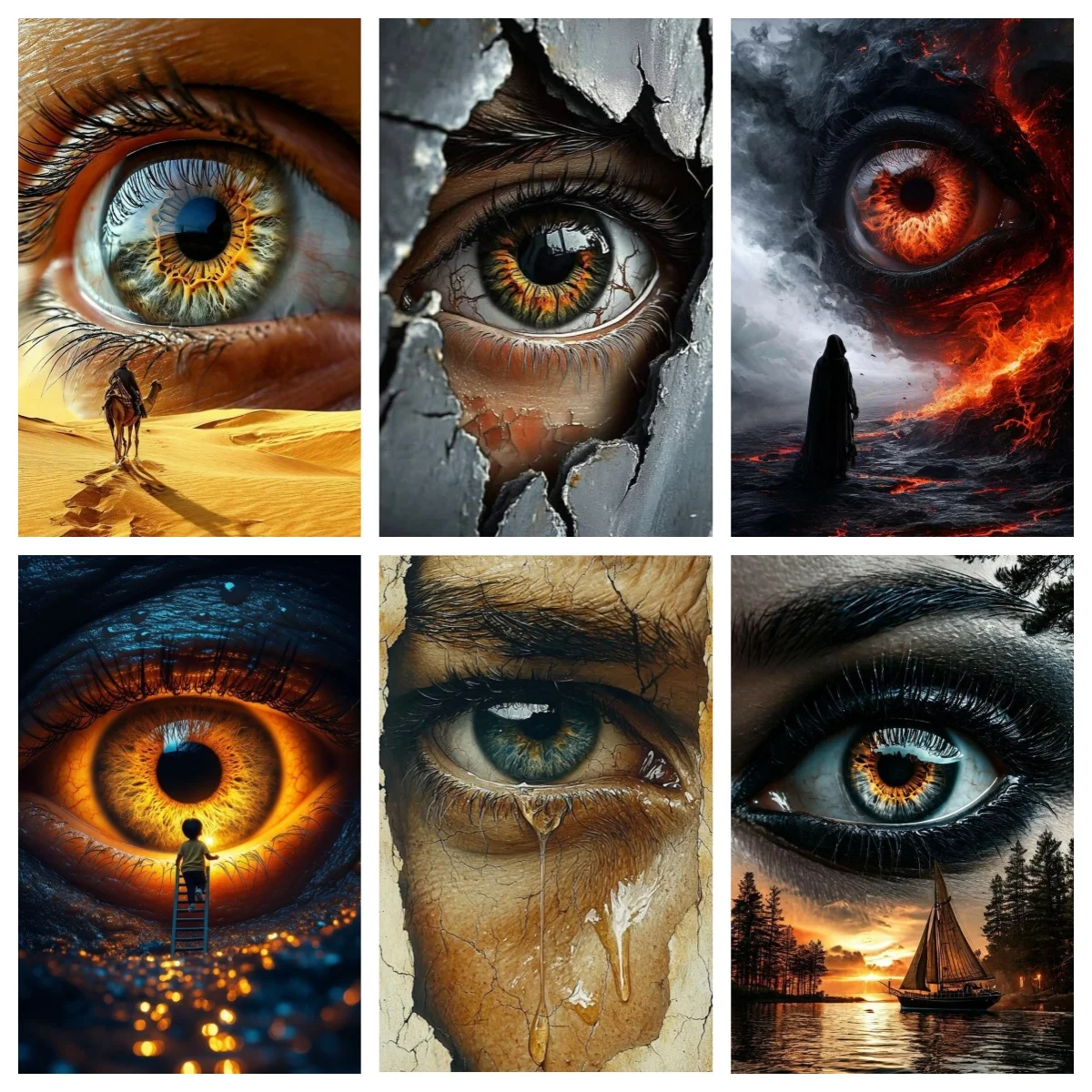DIY Diamond Painting Gigantic Eye in The Sky Surrealism Landscape Full Square Mosaic Embroidery Cross Stitch Diamond Art Decor