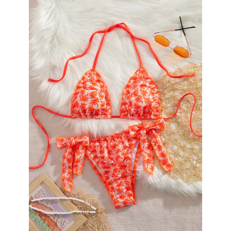 جديد الأزهار إبرة لينة التفاف تكدرت الرقبة الرسن التعادل أنيقة حزب بيكيني مجموعة